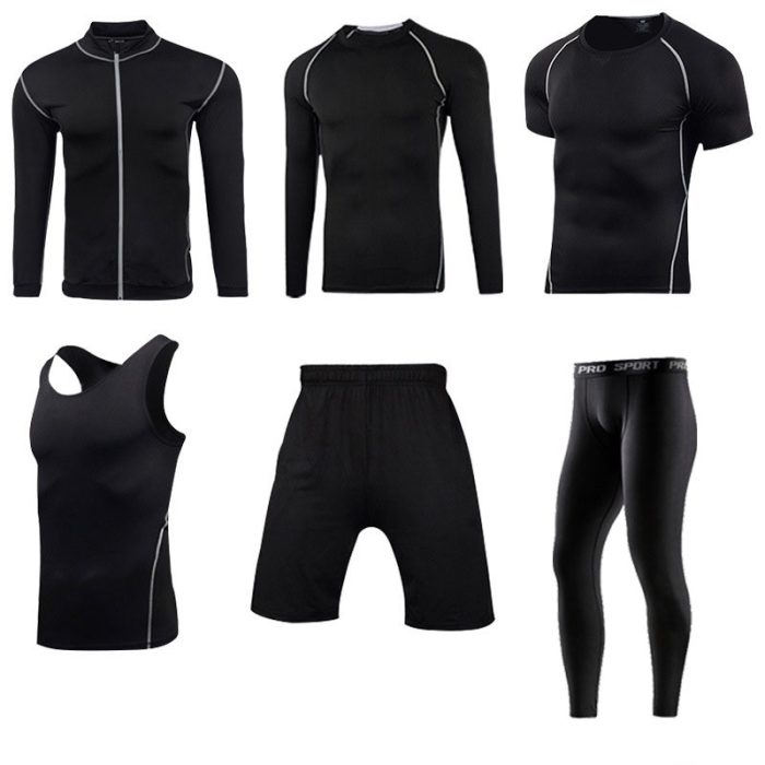 6 Piece In Set Men Quick Dry fit fitnesswear running gym suit - Image 1